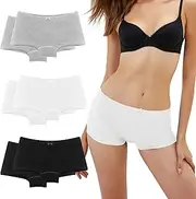 [Desanlapi] Pantys Women's Cotton Boxer Shorts Women's Hot Pants Underwear Women Panties Cotton Briefs for Women Hipsters Pack of 6 Soft Comfortable Panty Shorts, Black White Grey, XX-Large