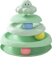 Cat Tower with Balls, 3 Levels Tower with Rotating Balls, Scratches Exercise Non-Slip Mobile Games Enigmistic for Small Spaces Enrichment Indoor Hunting Boredom