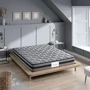 Dreamz King Single Mattress Knitted Fabric, 22cm Thickness, with 5-Zone Pocket Spring System, Memory Egg Crate Foam Tight Top, Medium Firm Coil Bedding, Breathable Top, 15Yrs Warranty, Grey