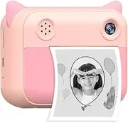 Cute Kids Instant Print Camera 1080P Digital Video Camera Dual Camera Lens 12MP 2.4 Inch LCD Screen Built-in Battery Birthday Festival Boys Girls