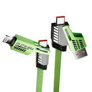 [4in1] ZUSLAB 65W Fast Charging Type C Cable for Samsung Galaxy Z Fold 5 4 3 Z Flip 5 4 3 Nylon Braided Type-C Charger Cord 2M (Green)