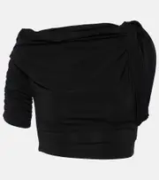 [Jacquemus] Jacquemus Le Haut Drapeado jersey crop top UK 4 black