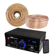 Pyle Amp Receiver AUX CD LED Display, Enrock Audio 16 AWG 50 Feet Speaker Wire