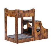Pet Bunk Bed with Stairs and Storage - Double Decker Window Perch for Pets
