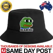 PEPE PINGIN BUCKET HAT - Summer Aussie Funny Trippy Dank Meme Cool Hot Frog