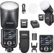 Godox V100C-V100 C Round Head Camera Flash, 100 Ws, 2.3 Inch Full Colour Highly Sensitive Touch Screen for Canon Camera Flash Speedlite Speedlight