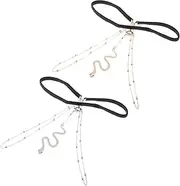 [COLLBATH] 2pcs Leg Chain Anklets Jewelry Elastic Belt for Women Woman Belt Thigh Chain Girl Leg Accessory Ladies Belt Glitter Body Chains Bling Leg Decor Style Leg Band Alloy