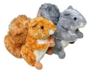 Set of 2 NUTTY & NUTSIE Squirrels Flopsie 8" Stuffed Animal Plush by Aurora