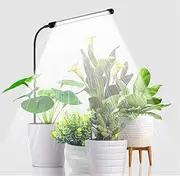 Grow Light for Indoor Plants Growing, 6000K Full Spectrum Gooseneck Plant Lamp for Seedings Succulents Small Plants, Auto On/Off Timing & 5 Dimming, Great for Indoor Pot Plants