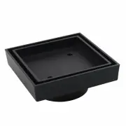 115*115mm Black Smart Tile Insert Floor Waste Shower Grate Drain(73.8mm Outlet)