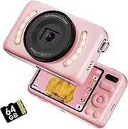 2025 New Digital Cameras,64MP Digital Camera with 64GB Memory Card,16X Zoom,2.8" Real HD Screen,Anti Shake,Easy to use Pocket Digital Camera for Kids and Gen Z,Compact Point-and-Shoot Camera