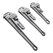 3-Piece Pipe Wrench Set, 10" 14" 18" Aluminum Straight Pipe Wrench, Adjustable Plumbing Wrench, with High Strength Jaw and Ergonomic Handle, Hangable Design, for Water Pipes, Automotive