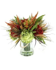Creative Displays Orange Heather & Assorted Hydrangea Modern Fall Centerpiece