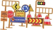 INOOMP 30pcs Road Sign Miniature Traffic Barricade Models for Pretend Play Educational Traffic Safety Accessories for Childrens Imaginative Play