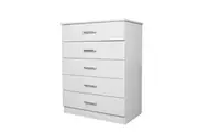 Design Square Modern 5-Drawer Chest TallBoy Storage Cabinet - White