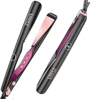Hair Straightener Flat Curling Iron: Curler and Straightener 2 in 1 - Twist Straightening Curling Iron Combo for Curl Wave Straighten Women Hair - 1 Inch Dual Voltage
