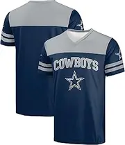 FOCO NFL Men's Officially Licensed Primary Logo Team Color Wordmark Game Day V-Neck Football Jersey