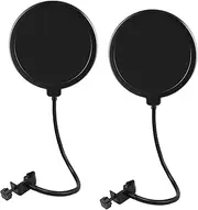 REGUICORP 2 Pack Microphone Pop Filter, Pop Filter for Microphone, Mic Pop Filter With A Flexible 360°Gooseneck Clip Stabilizing Arm, Pop Filter for Vocal Recording and Live Broadcasting