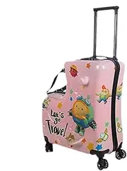 [Generic] Rolling Suitcase for Children - 20 Inch Rolling Luggage for Children, Travel Suitcase with Wheels for Children, Hand Luggage for Children with Wheels and Combination Lock, Suitcase, Pink, Siehe
