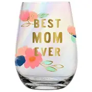 Wine Glass Gifts Stemless Wine 1 Count (Pack of 1) Best Mom Ever - Floral