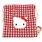 【震撼精品百貨】凱蒂貓_HELLO KITTY~日本SANRIO三麗鷗 KITTY絨毛玩偶束口袋18X18CM(紅格大頭款)*14558