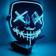 Halloween Light Up Mask LED Mask EL Wire Scary Mask for Halloween Festival Party,Masquerade Cosplay Light Up Face Mask for Men Women Kids
