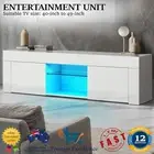 Oikiture TV Cabinet Entertainment Unit Stand RGB LED Gloss Furniture 130cm White