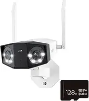 WiFi Camera 4K Dual Lens Outdoor Security Camera CCTV 8MP IP Cam Smart Detection Home Video Security Protection(Duo 2 WiFi ADD 128GB_PAL)