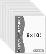 100 Pack Backing Boards, 8x10 Uncut White Mat Boards, Acid-Free Backerboards for Art Prints, Ideal for Photos, Pictures, Prints, and Frames
