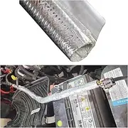 6mm - 1/4" Self adhesive Aluminum Heat Reflective Fiberglass Sleeving Side Entry High Temperature Protection for Hoses, Wire Harnesses, Exhaust 39"(1 Meter)