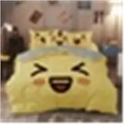 Cute Expression Bedding Set Girl White Pink Yellow Kids Duvet Cover with Pillowcase Quilt Cover Double Bed Linen(1,US Queen 228x228cm)