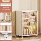 Simple Folding Storage Cabinets Portable Living Room Cabinet Wheel-Type Large Ca
