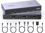 UGREEN 8K@60Hz KVM Switch HDMI USB 3.0 with 3 USB + 1 Type-C Ports Switch 2 Port