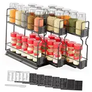 Pull Out Spice Rack Organizer for Cabinet, Heavy Three 2"W Drawers, 2-Tier