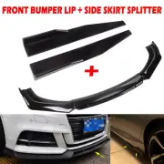Universal Black Front Bumper Lip Spoiler Splitter Protector + 74.5cm Side Skirts (for: Volkswagen)