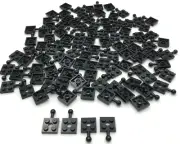 Lego 100 New Black Plates Modified 1 x 2 with Bar Arm Up Horizontal Arm 5mm