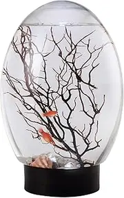 Fish Bowl - Small Fish Tank with LED Light | Fish Bowls for Centerpieces | goldfishh Bowl with LED Light | Portable Desktop Landscape Bowl, Funny Aquaponic Planter for Home Decoration