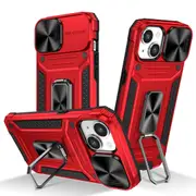 MCC Shockproof iPhone 13 Heavy Duty Case Lens Cover Apple Ring Holder [Red]