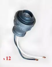 12 pc. Steampunk Industrial Lampholder Black Iron Pipe Lamp Socket . 3/4" NPT
