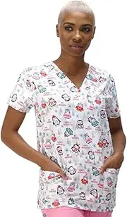 Christmas Microfiber Scrub Top, 100% Polyester, Brushed Fabric, Red