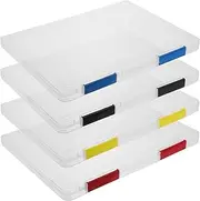 HYTROVE 4Pcs File Organizer Box Transparent Document Storage for Home Office Use Keep Your Desk Tidy Retrieval