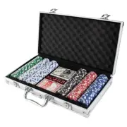 300pc Poker Chips W/Case 18yr+ Novelty Tabletop Gambling Card Set Game