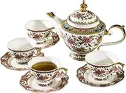 ACMLIFE Fine Bone China Tea Set for 4, English Vintage British China Set for Adults 24K Gold, Afternoon Cups and Saucers for Women Tea Party or Gift Giving