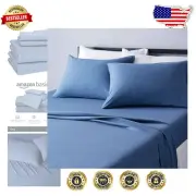 Super Soft 100% Cotton Jersey Bed Sheets Set – King, Lightweight Chambray
