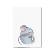 Sleeping Mouse Cartoon Animal Nursery Wall Art #1