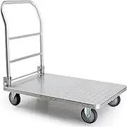 Flatbed Cart Platform Truck with Foldable Handle and 360 Degree Swivel Wheels Steel Push Hand Cart for Loading and Storage Hand Truck Hand Truck(Size:70 * 46)(One Color 70 * 46)