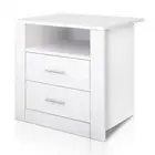Bedside Table 2 Drawers with Shelf - TARA White