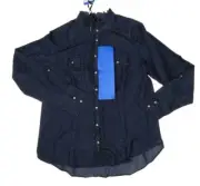 BUFFALO DAVID BITTON Button-Up Long Sleeve Tops,(L/12-14)100% Lyocell,Denim blue