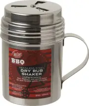 Tablecraft, 10 oz, Silver Stainless Steel Dry Rub Shaker with Handle, 10-Ounce