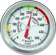 TFA Dostmann 141029 BBQ Thermometer, Analogue, 14.1029, for Cooking Chamber Temperature Measurement, for Grill/Smoker, Stainless Steel, 18/8, Silver, Diameter 52 x H 67 mm
